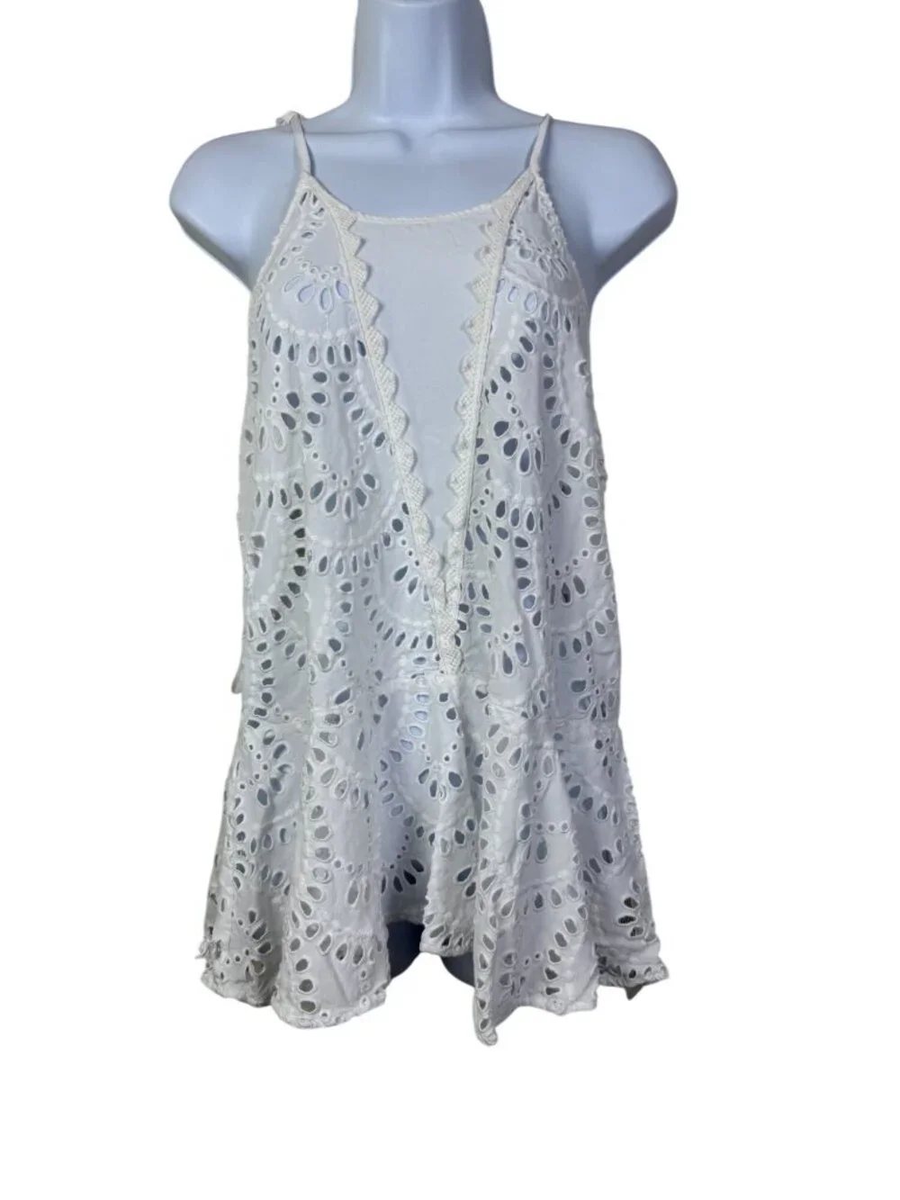 Intimately Free People White Sleeveless Eyelet Lace Top Size Medium Open Boho